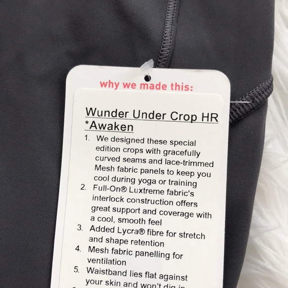 NWT • Lululemon • Wunder Under Crop Awaken Gray - Picture 6 of 6